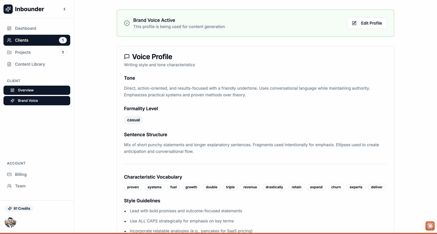 Brand voice analysis dashboard